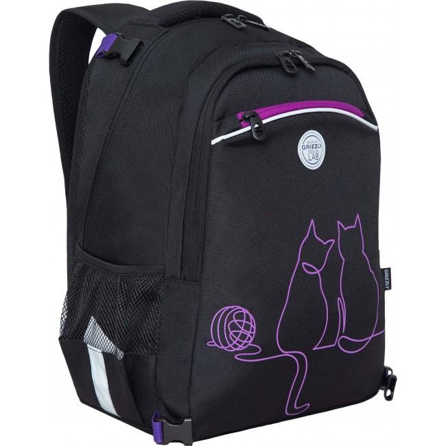 Рюкзак школьный с мешком Grizzly RG-269-1 черный - фото №4