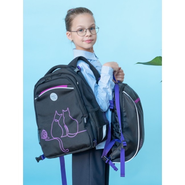 Рюкзак школьный с мешком Grizzly RG-269-1 черный - фото №17