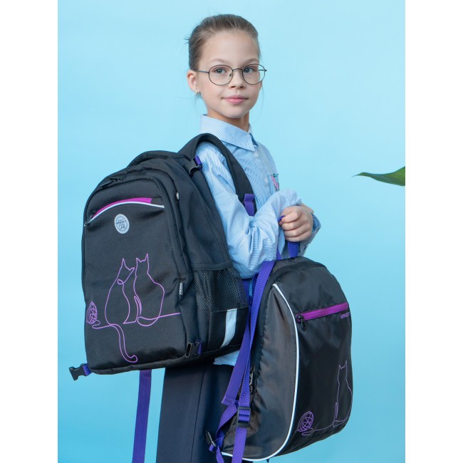 Рюкзак школьный с мешком Grizzly RG-269-1 черный - фото №19