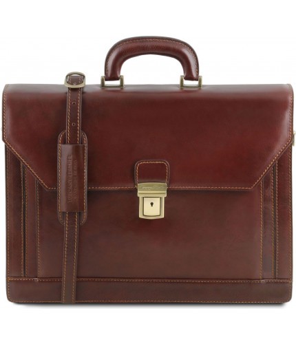 Кожаный портфель Tuscany Leather Napoli TL141348 Коричневый- фото №9
