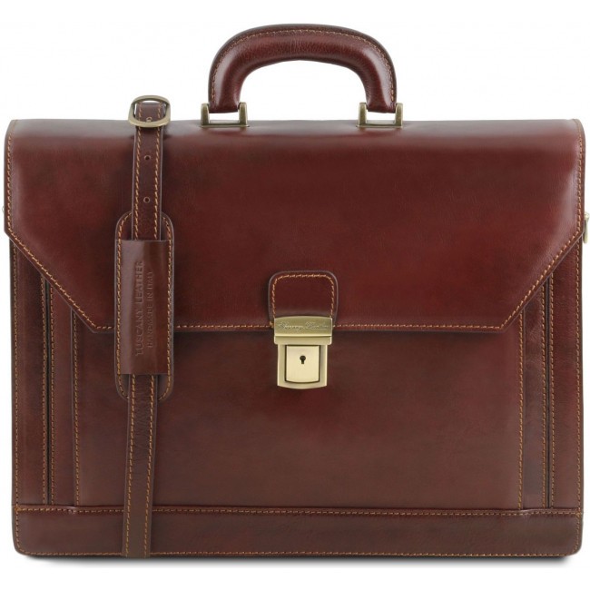 Кожаный портфель Tuscany Leather Napoli TL141348 Коричневый - фото №1