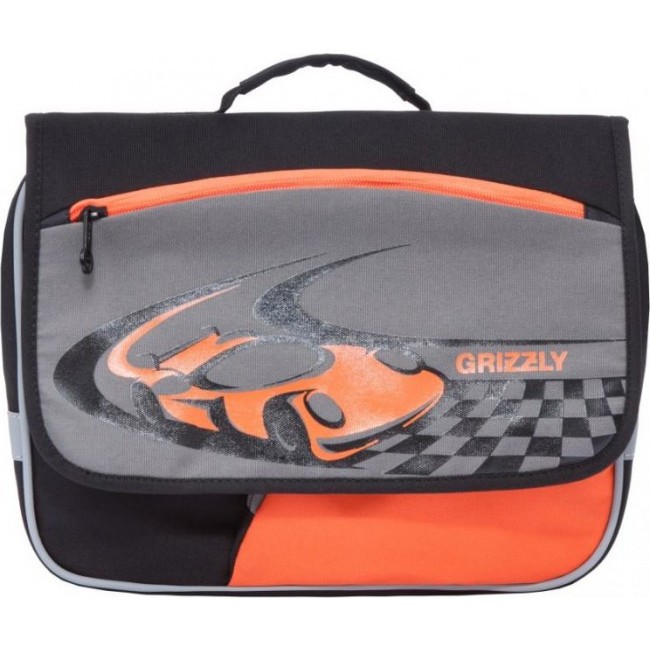 Рюкзак Grizzly RK-997-1 Спорткар Черный-серый-оранжевый - фото №1
