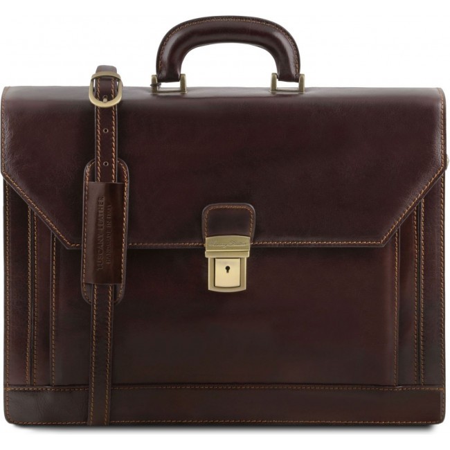 Кожаный портфель Tuscany Leather Napoli TL141348 Темно-коричневый - фото №1