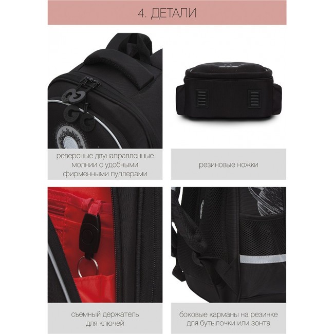 Школьный рюкзак Grizzly RAz-187-3 черный - фото №15
