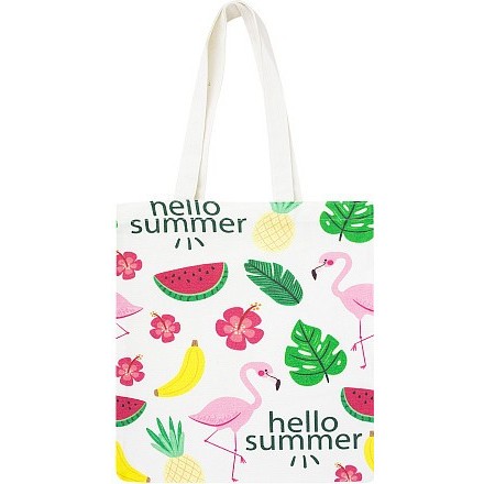 Эко-сумка шоппер Kawaii Factory Hello Summer белая - фото №1