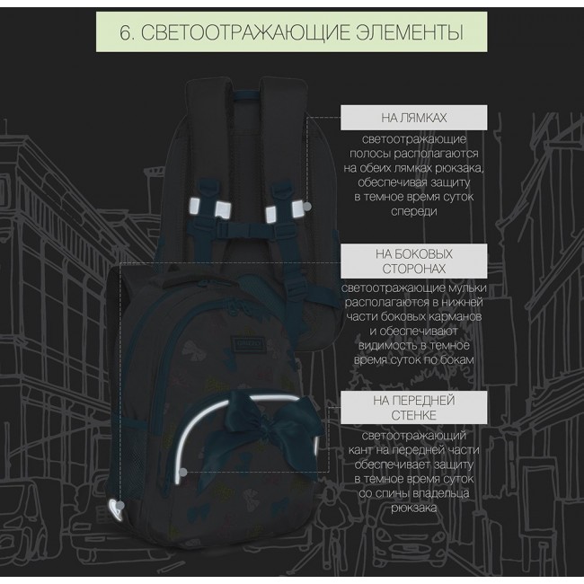 Рюкзак школьный Grizzly RG-160-3 серый - фото №13