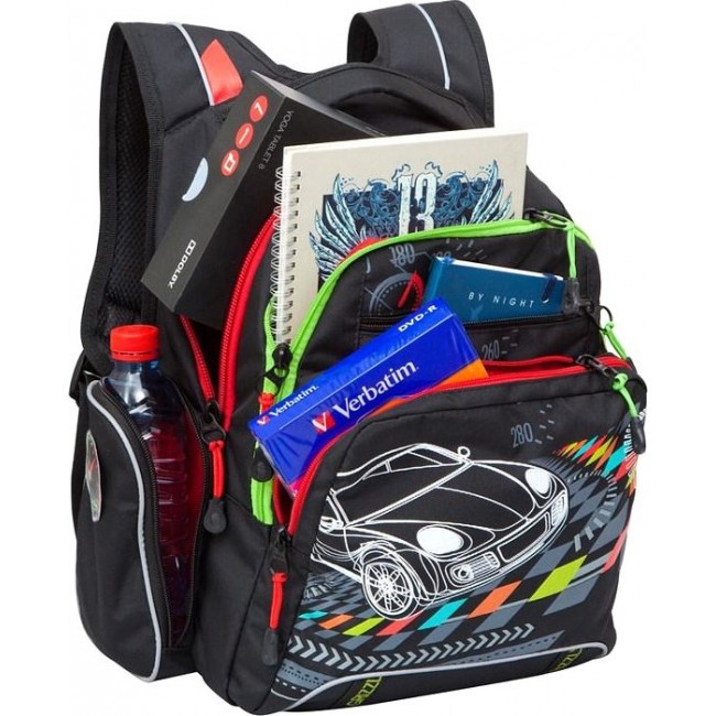 Рюкзак для подростка мальчика Grizzly RB-631-2 Черный с машинкой - фото №5