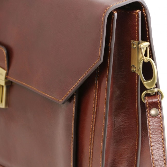 Кожаный портфель Tuscany Leather Napoli TL141348 Черный - фото №6