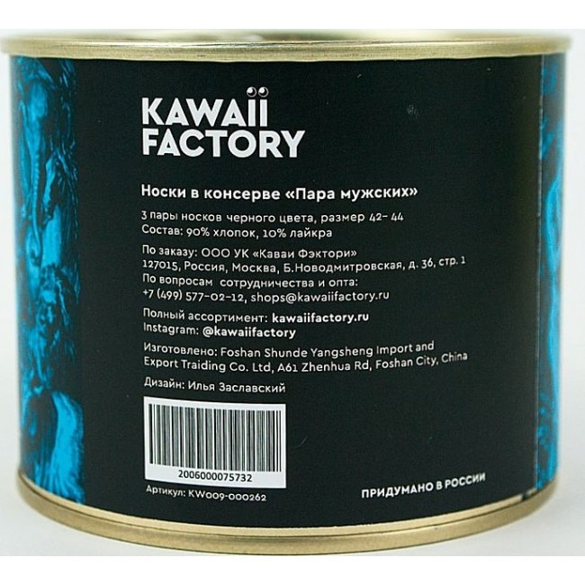 Носки Kawaii Factory Носки в консерве "Пара мужских" Черные - фото №2