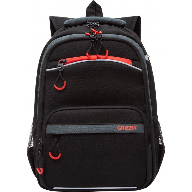 Рюкзак школьный Grizzly RB-254-4 черный-красный - фото №2