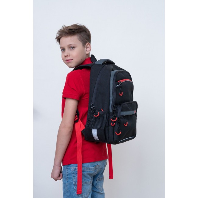 Рюкзак школьный Grizzly RB-254-4 черный-красный - фото №6