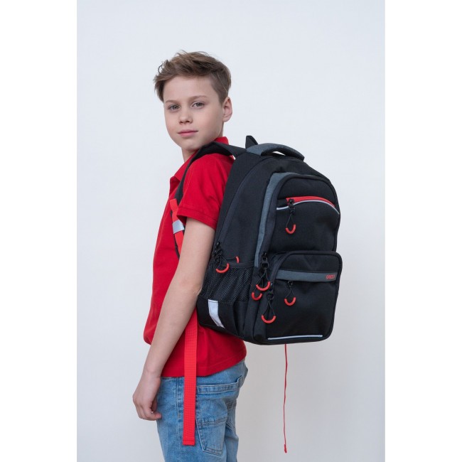 Рюкзак школьный Grizzly RB-254-4 черный-красный - фото №8
