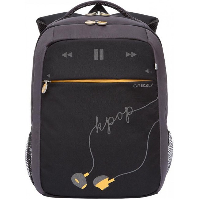 Школьный рюкзак Grizzly RB-156-2 черный-серый - фото №1