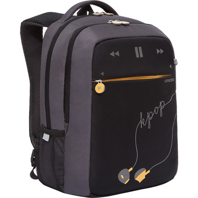 Школьный рюкзак Grizzly RB-156-2 черный-серый - фото №2