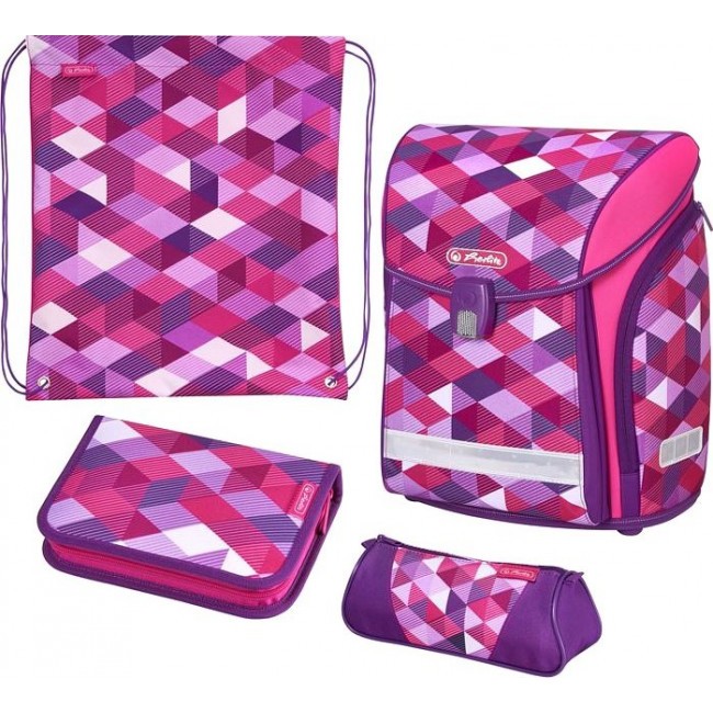 Рюкзак с наполнением Herlitz Midi new plus Розовые кубы - фото №1