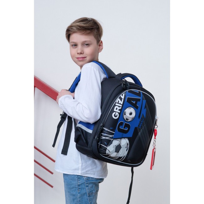 Рюкзак школьный Grizzly RAz-287-6 черный-синий - фото №11