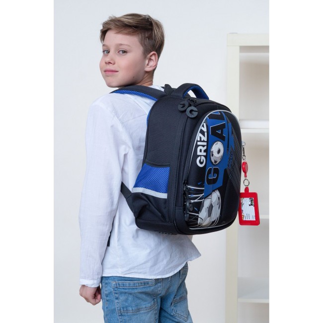 Рюкзак школьный Grizzly RAz-287-6 черный-синий - фото №13