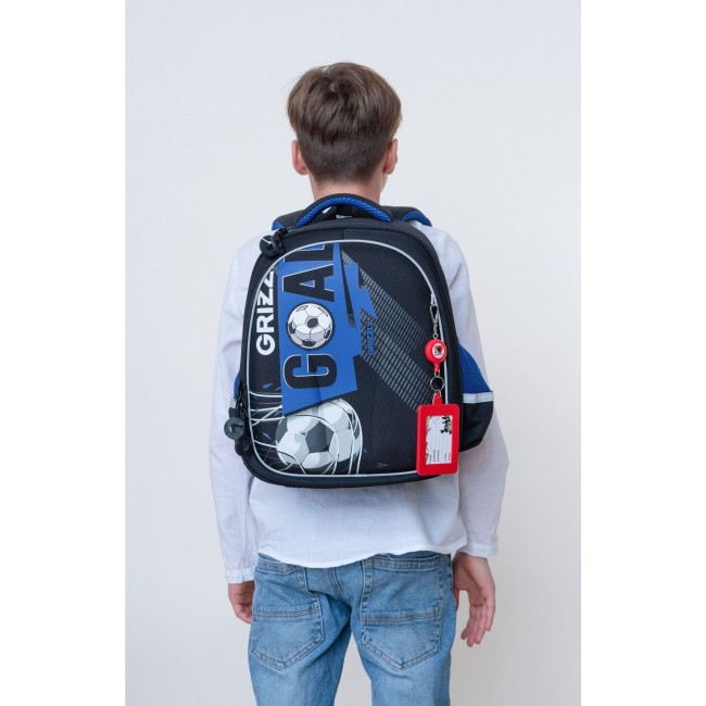 Рюкзак школьный Grizzly RAz-287-6 черный-синий - фото №15