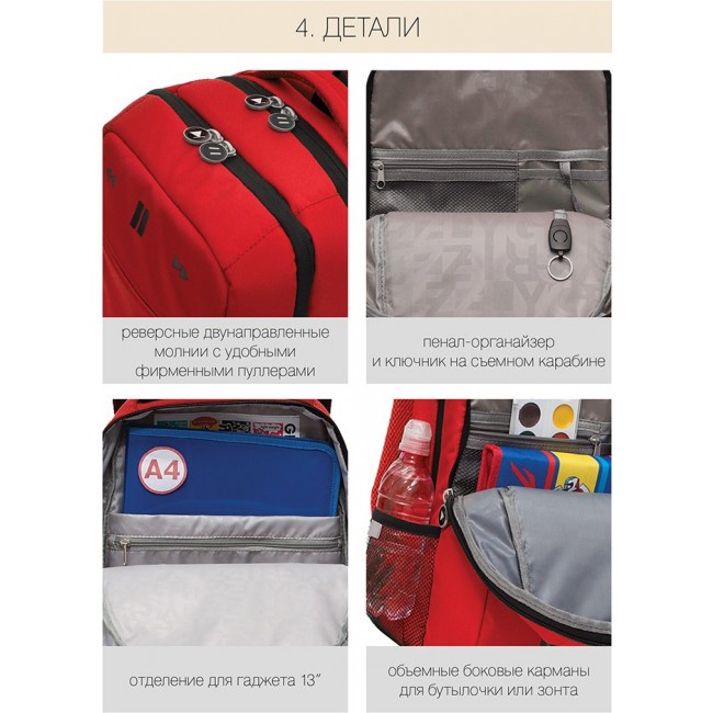 Школьный рюкзак Grizzly RB-156-2 красный - фото №11