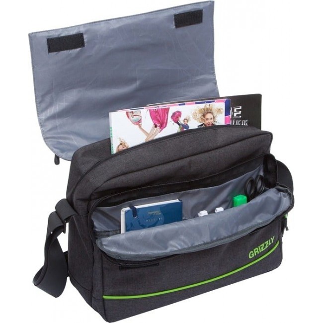 Школьная сумка Grizzly MM-805-4 Черный - Салатовый - фото №5