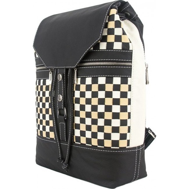 Рюкзак Sofitone RM 002 Плетеный D4-A1-P Черный - Молочный - Белый - фото №2