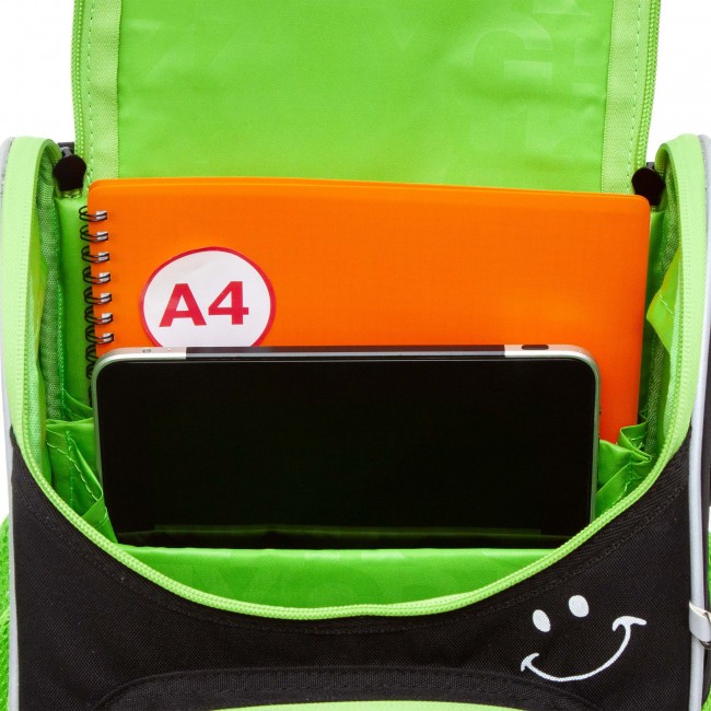 Рюкзак школьный с мешком Grizzly RAm-285-1 черный-салатовый - фото №13
