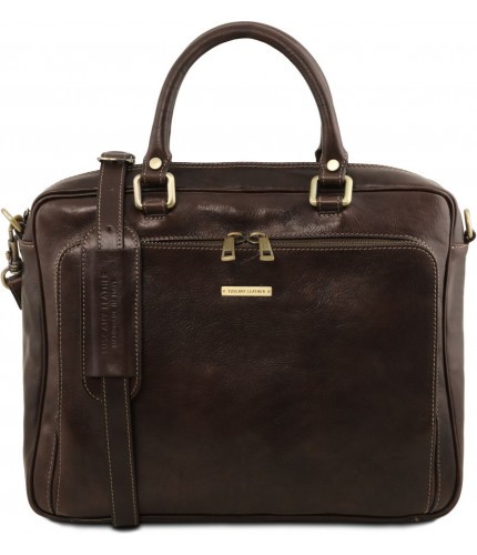 Кожаный портфель для ноутбука Tuscany Leather Pisa TL141660 Темно-коричневый- фото №1