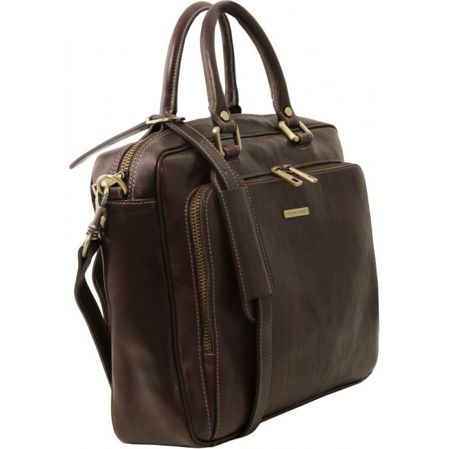 Кожаный портфель для ноутбука Tuscany Leather Pisa TL141660 Темно-коричневый - фото №2