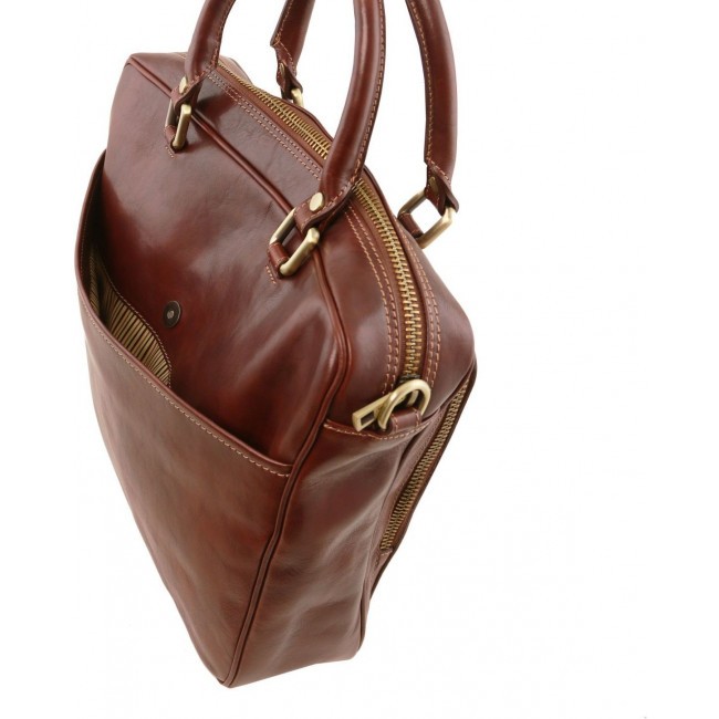 Кожаный портфель для ноутбука Tuscany Leather Pisa TL141660 Темно-коричневый - фото №5