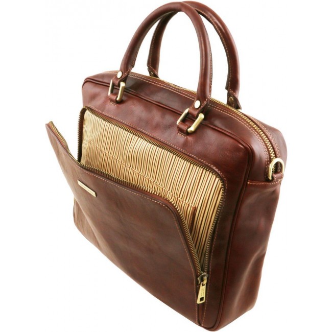 Кожаный портфель для ноутбука Tuscany Leather Pisa TL141660 Темно-коричневый - фото №6