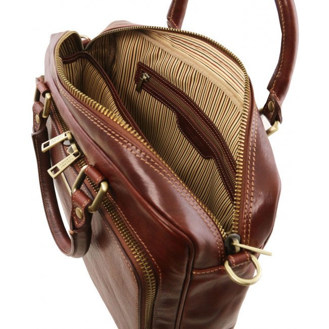 Кожаный портфель для ноутбука Tuscany Leather Pisa TL141660 Темно-коричневый - фото №7