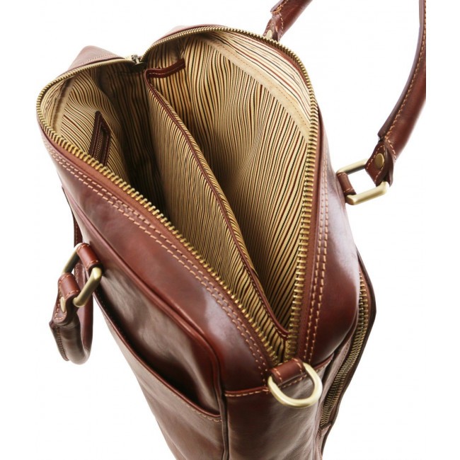 Кожаный портфель для ноутбука Tuscany Leather Pisa TL141660 Темно-коричневый - фото №8