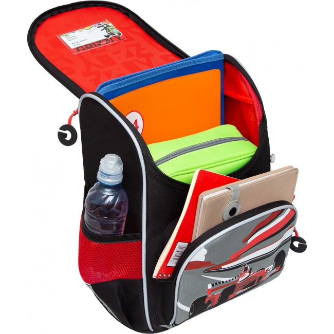 Рюкзак школьный с мешком Grizzly RAm-285-2 черный-красный - фото №6