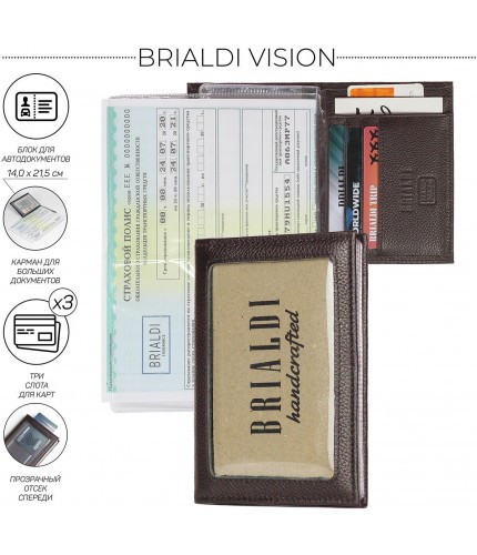 Портмоне для автодокументов Brialdi Vision Relief Brown- фото №1