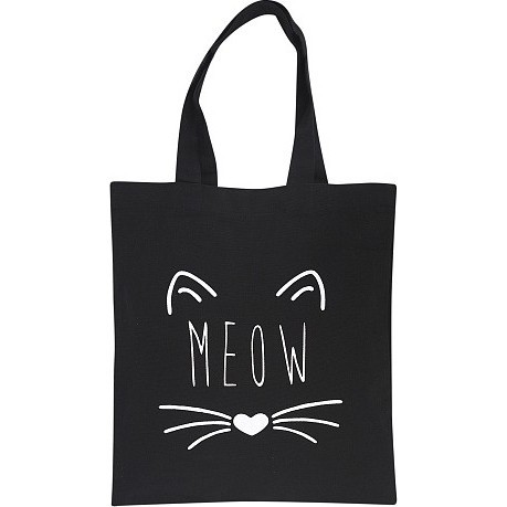 Эко-сумка шоппер Kawaii Factory Meow черная - фото №1