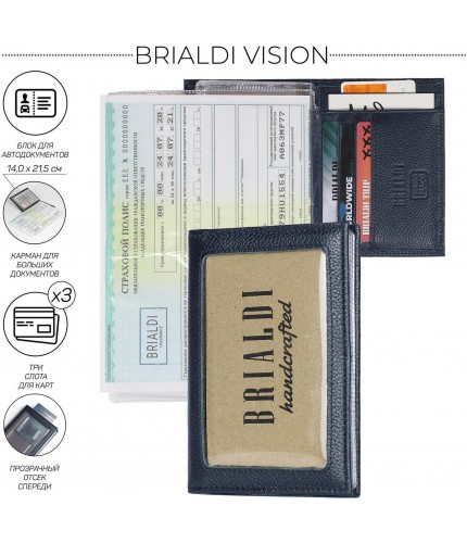 Портмоне для автодокументов Brialdi Vision Relief Navy- фото №1