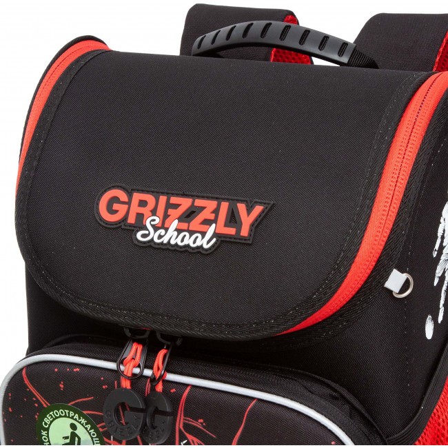 Рюкзак школьный Grizzly RAl-295-1 черный-красный - фото №8