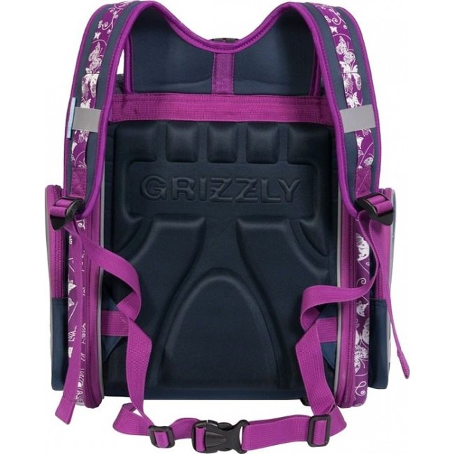 Фиолетовый ранец с бабочкой Grizzly RA-668-1 Синий - фото №3