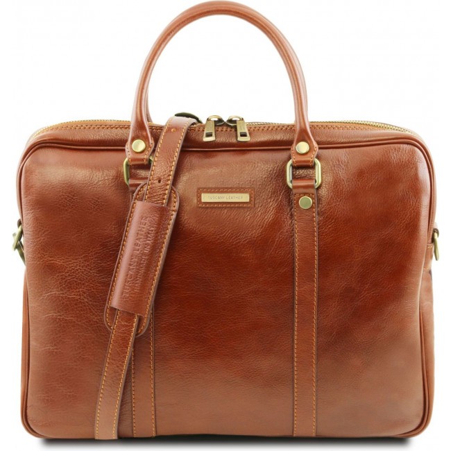Кожаная сумка для ноутбука Tuscany Leather Prato TL141283 Мед - фото №1