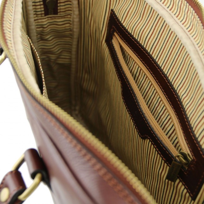 Кожаная сумка для ноутбука Tuscany Leather Prato TL141283 Мед - фото №6
