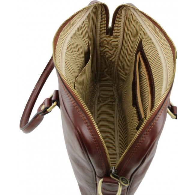 Кожаная сумка для ноутбука Tuscany Leather Prato TL141283 Мед - фото №7