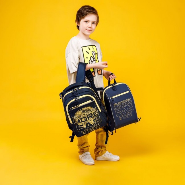 Школьный рюкзак с мешком Grizzly RB-158-1 синий - фото №22