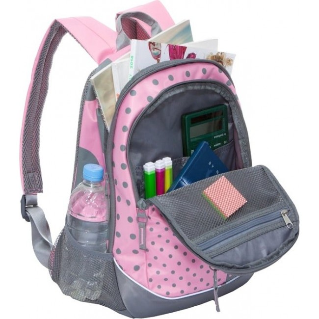Школьный рюкзак для подростка девочки Grizzly RD-740-1 Розовый в горошек - фото №4