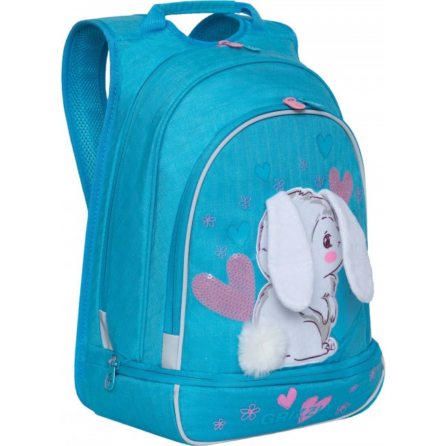 Рюкзак школьный Grizzly RG-169-1 Зайчик голубой - фото №1