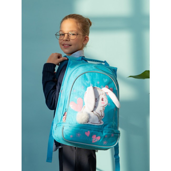 Рюкзак школьный Grizzly RG-169-1 Зайчик голубой - фото №18