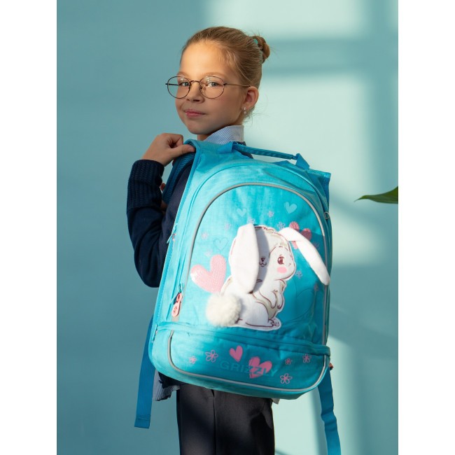 Рюкзак школьный Grizzly RG-169-1 Зайчик голубой - фото №19