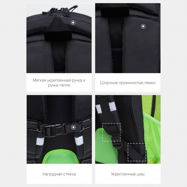 Рюкзак школьный Grizzly RB-259-1 черный-салатовый-серый - фото №4