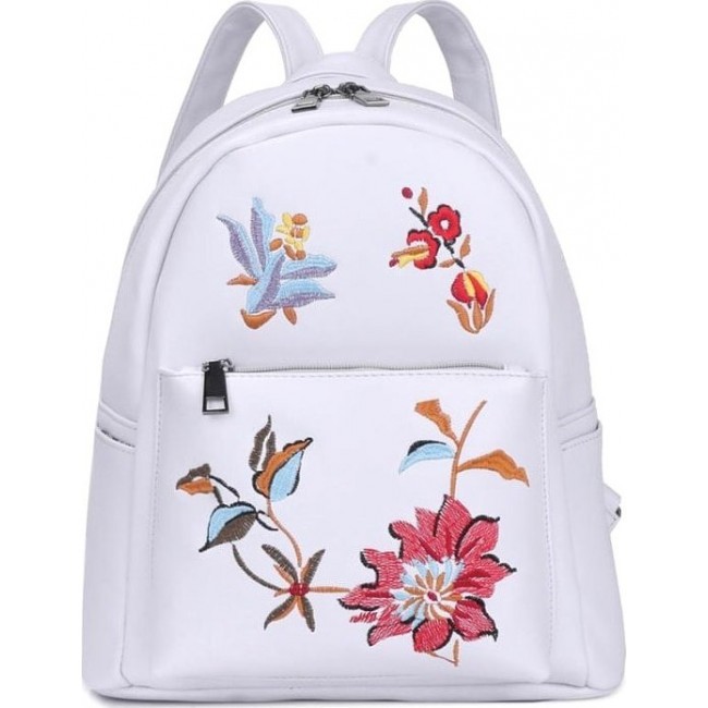 Женский рюкзак OrsOro DS-909 Белый с цветами - фото №1