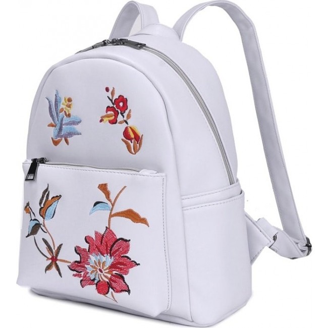 Женский рюкзак OrsOro DS-909 Белый с цветами - фото №2