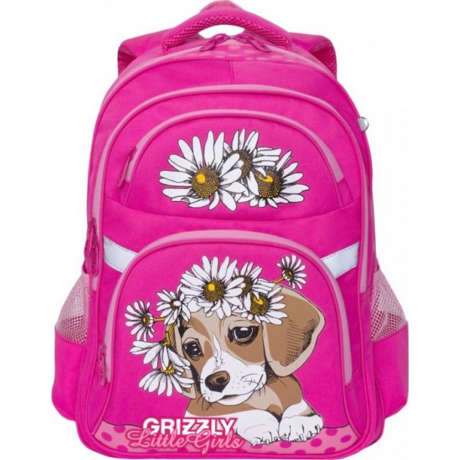 Рюкзак Grizzly RG-965-2 Собачка в ромашках (розовый) - фото №1